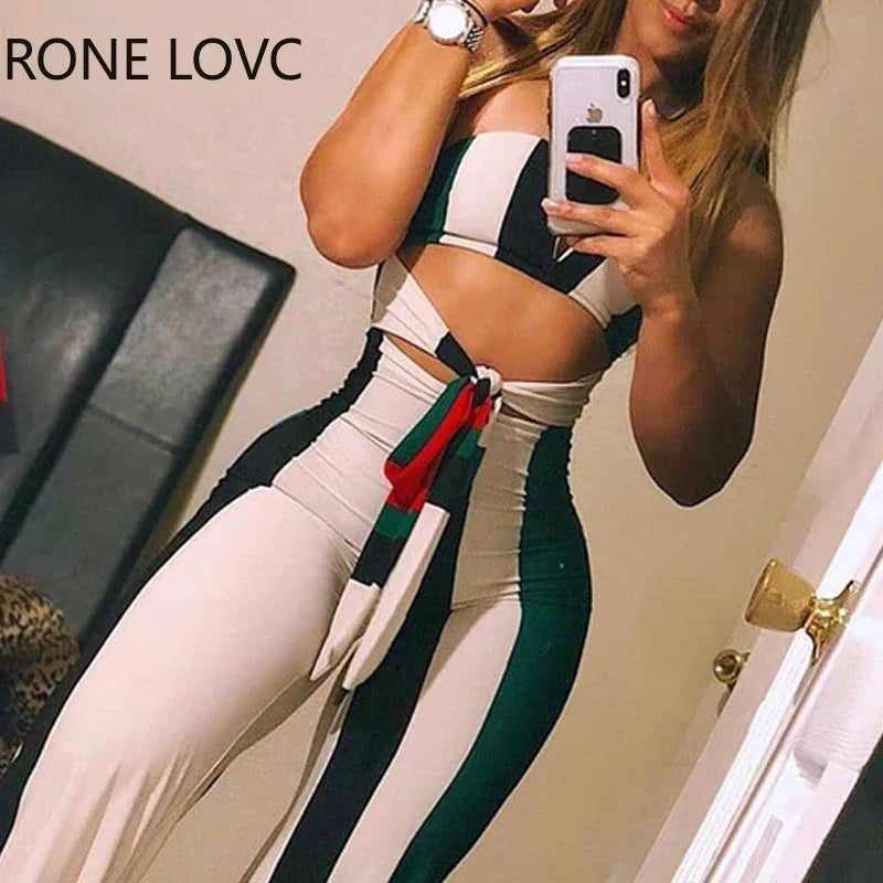 Women's Striped Color Block Jumpsuit