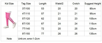 Spring Autumn Cotton Girls Leggings Vertical Stripe Toddler Kids Sport Pants For 3-9Years