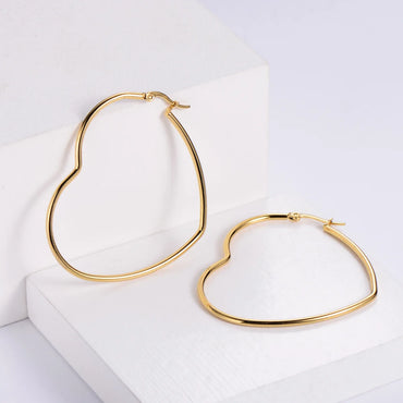 Minimalism Heart Hoop Earrings