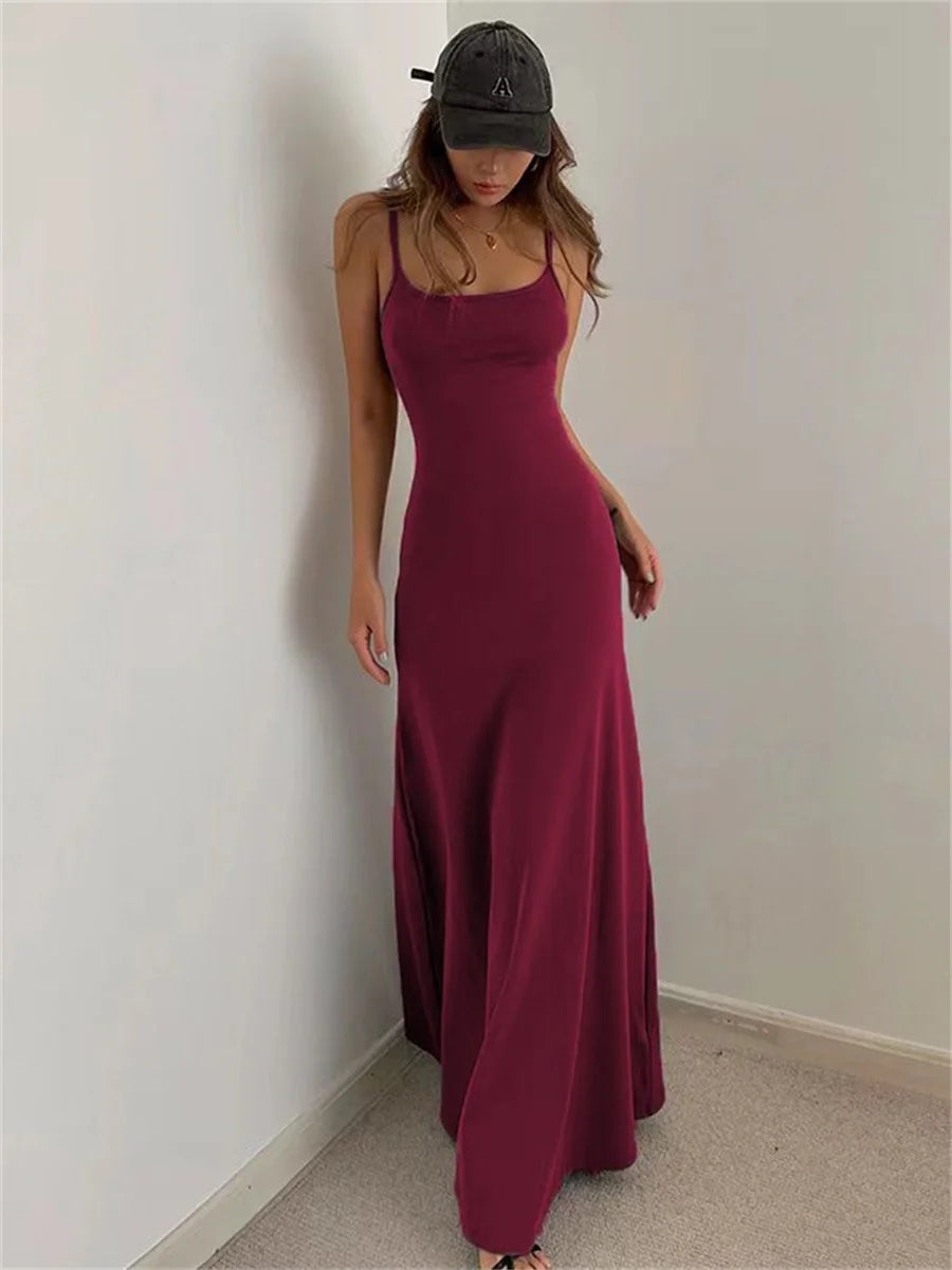 Women's Spaghetti Strap Maxi Bodycon Dress