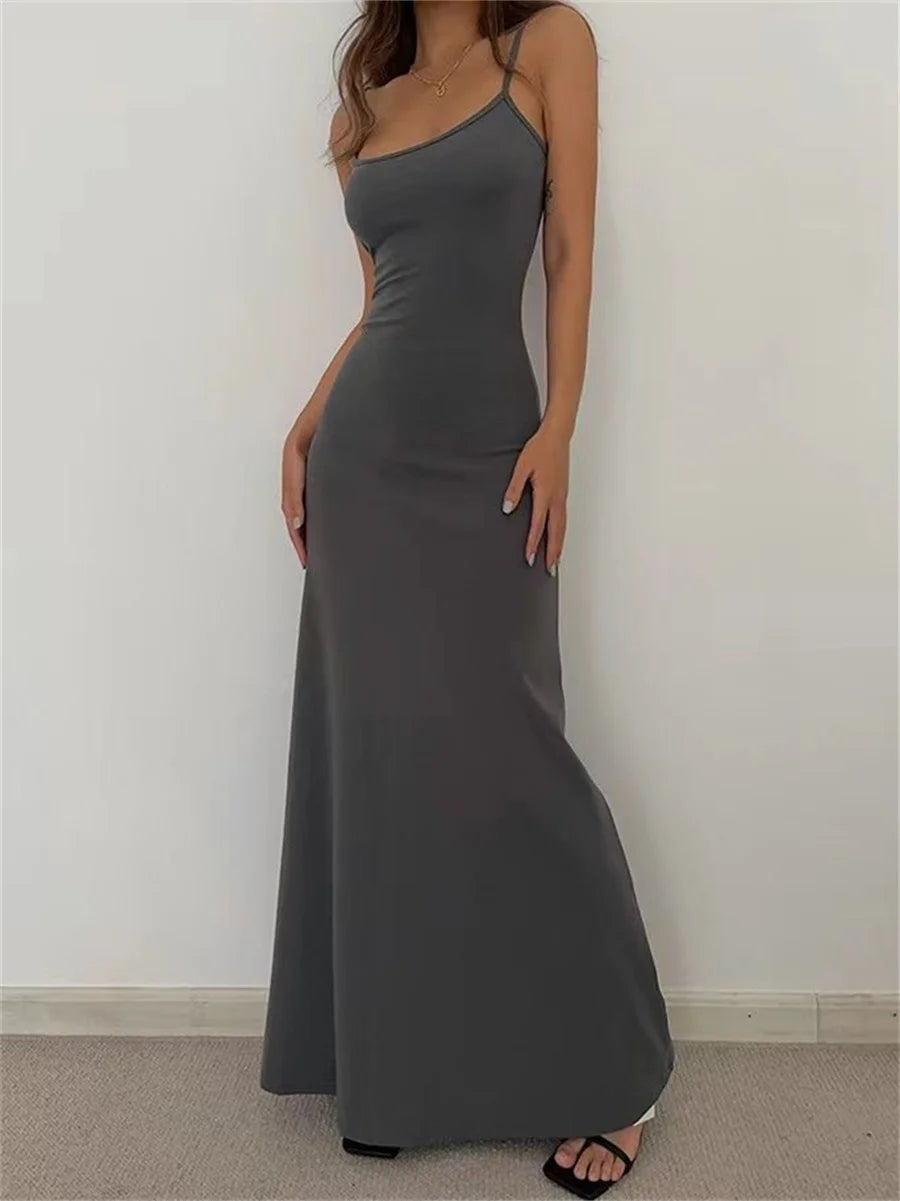 Women's Spaghetti Strap Maxi Bodycon Dress