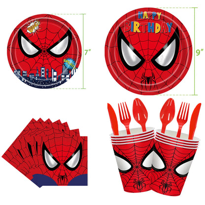 Disney Spiderman Birthday Party Decor Plates Napkins Paper Cups Spiderman Tablecloth Banner Superhero Birthday Party Supplies