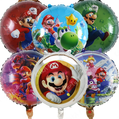 6Pcs 18inch Super Mario Bros Foil Balloon Set children‘s Birthday Party Decoration Baby Shower Inflatable Boys Toy Gifts Globos