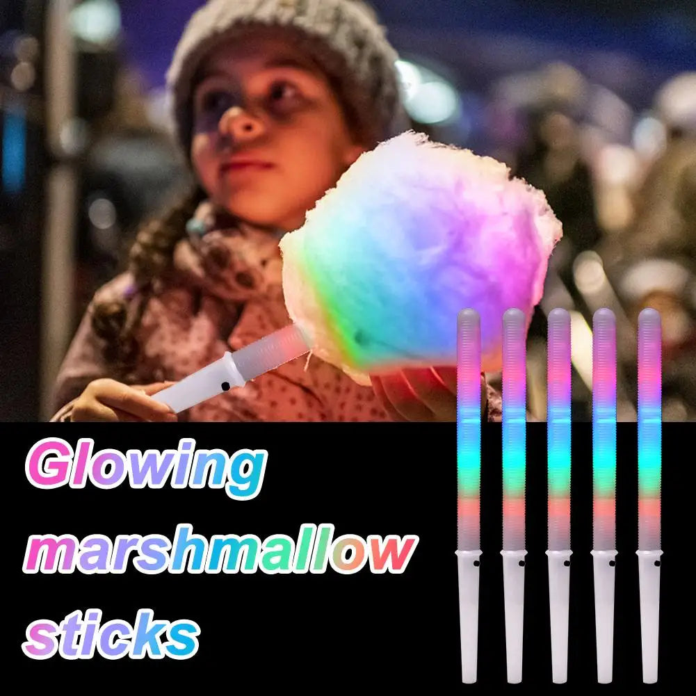 5/10PCS Colorful LED Glow Sticks Cotton Candy Cones Glowing Marshmallows Sticks Reusable LED Light Tubes Sticks Home Party Props