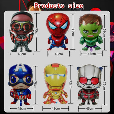 6Pcs Avengers Balloon Spiderman Ironman Hulk Aluminum Foil Balloons Kids Superhero Birthday Party Decorations Baby Shower Globos