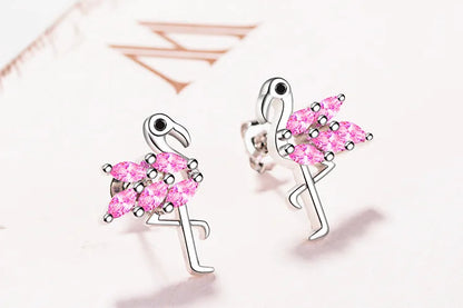 Pink Crystal Flamingo Earrings