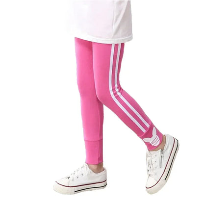 Spring Autumn Cotton Girls Leggings Vertical Stripe Toddler Kids Sport Pants For 3-9Years