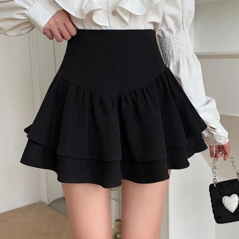 Woman Mini Skirts Cute Kawaii Tight Women's High Waist A Line Skirt Black Summer 2023 Chic Korean Elegant Quality Clothes