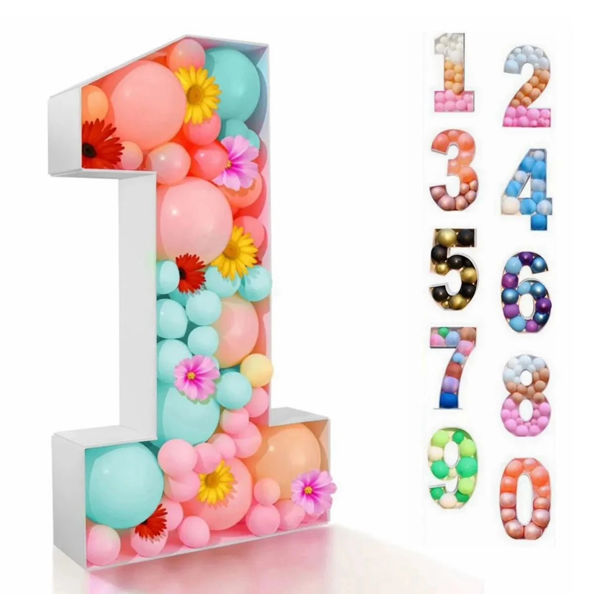 73/93cm Giant Birthday Figure Balloon Filling Box One 1st Birthday Number 30 40 50 Balloon Frame Anniversary Baby Shower Decor