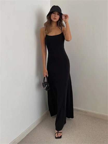 Women's Spaghetti Strap Maxi Bodycon Dress