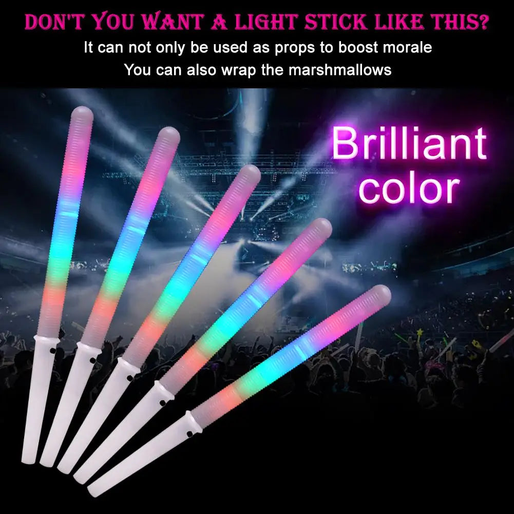 5/10PCS Colorful LED Glow Sticks Cotton Candy Cones Glowing Marshmallows Sticks Reusable LED Light Tubes Sticks Home Party Props