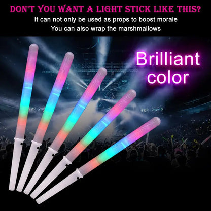 5/10PCS Colorful LED Glow Sticks Cotton Candy Cones Glowing Marshmallows Sticks Reusable LED Light Tubes Sticks Home Party Props