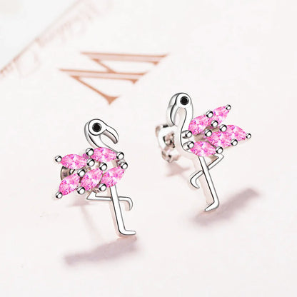 Pink Crystal Flamingo Earrings