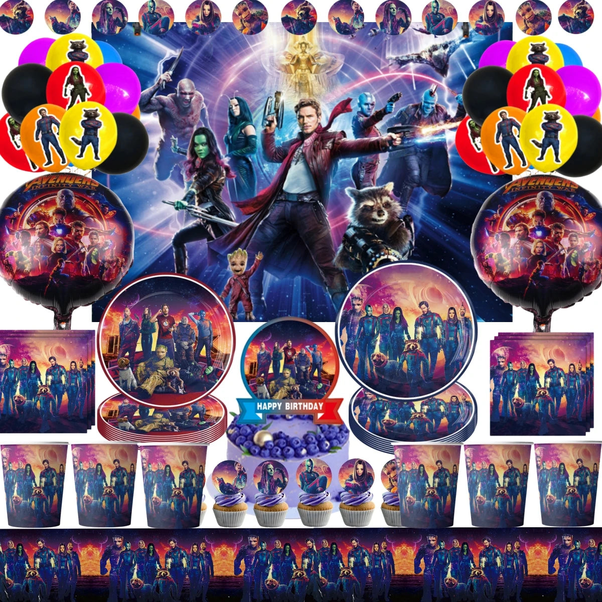 Guardians Of The Galaxy Birthday Party Decorations Tableware Avengers Superhero Balloons Baby Shower Kids Favor Party Supplies