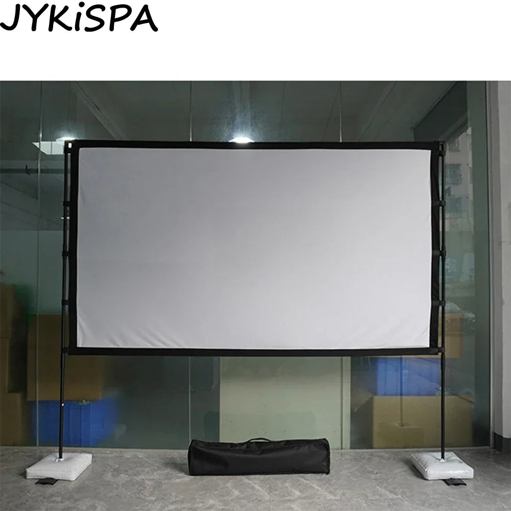 Home Theater Projector Screen with Stand 60 72 84 100 120 Inch HD Outdoor Projection Screen with Carry Bag for Backyard Movies