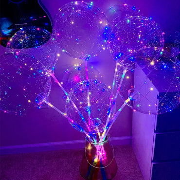 3 Sets/Pack Handle Led Light Up Balloon With Stick Transparent Wedding Bobo Balloons Birthday Party Decors Toys Light Ballon LED