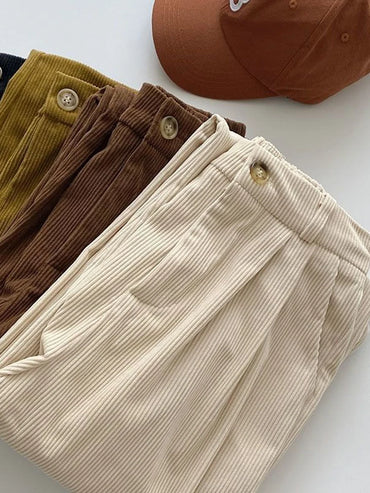 Women's High Waist Retro Corduroy Pants