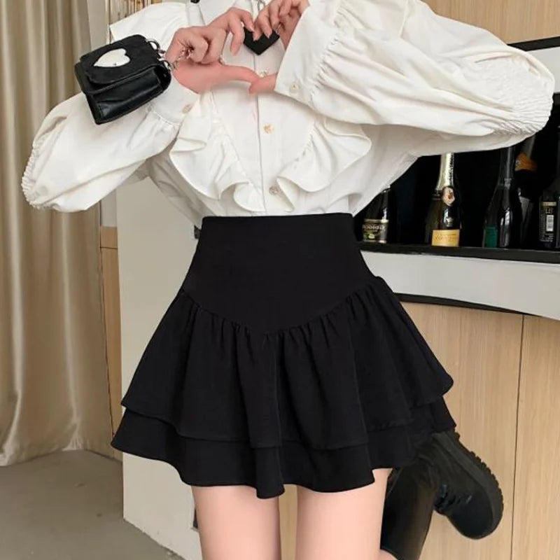 Woman Mini Skirts Cute Kawaii Tight Women's High Waist A Line Skirt Black Summer 2023 Chic Korean Elegant Quality Clothes