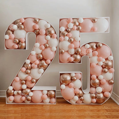 73/93cm Giant Birthday Figure Balloon Filling Box One 1st Birthday Number 30 40 50 Balloon Frame Anniversary Baby Shower Decor