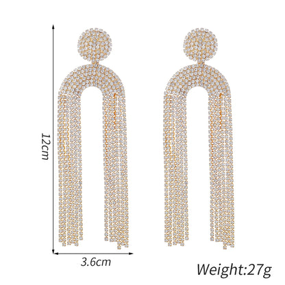 Rhinestone Rainbow Tassel Clip Ons