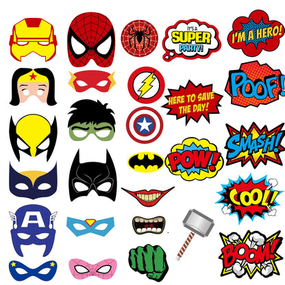 Hot 30pcs New superhero theme birthday party weird photo props Spider-Man hat Marvel party decoration photo role-playing props