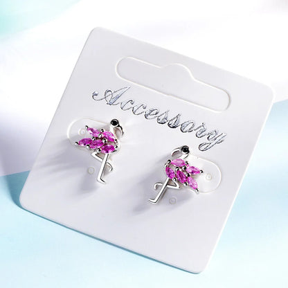 Pink Crystal Flamingo Earrings