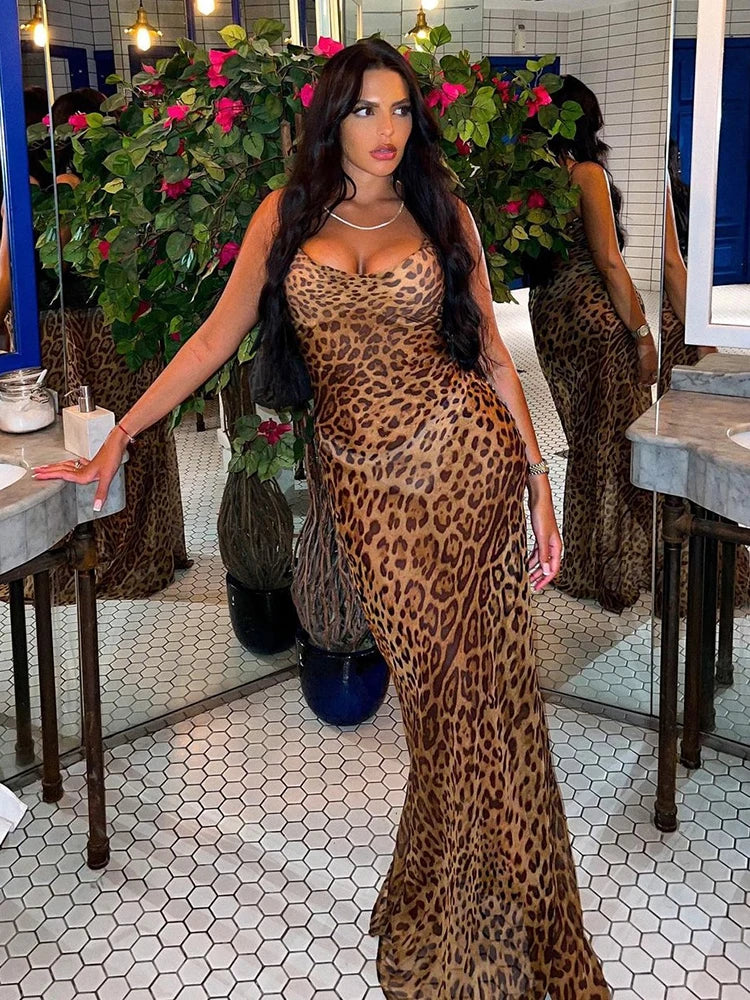 Chloe's Leopard Print Bodycon Maxi Dress