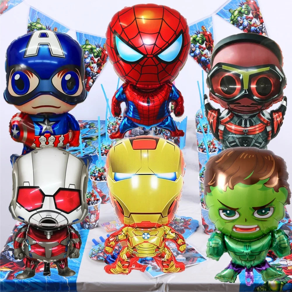 6Pcs Avengers Balloon Spiderman Ironman Hulk Aluminum Foil Balloons Kids Superhero Birthday Party Decorations Baby Shower Globos